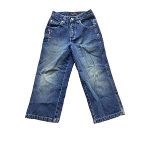 Sean John Jeans Youth 8 (23x19) Blue Denim Straight Leg Baggy‎ Embroidered Boys